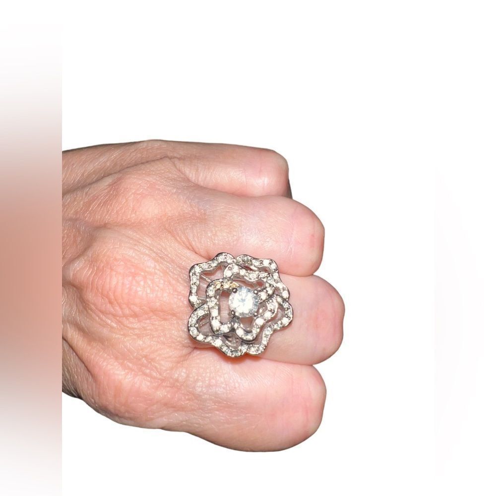 Sterling Silver Openwork Ring, Size 9, Stamped 925 - image 4